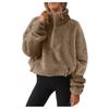 Fall Fleece Lined Womens Half Zip Stand Collar Sweatshirt