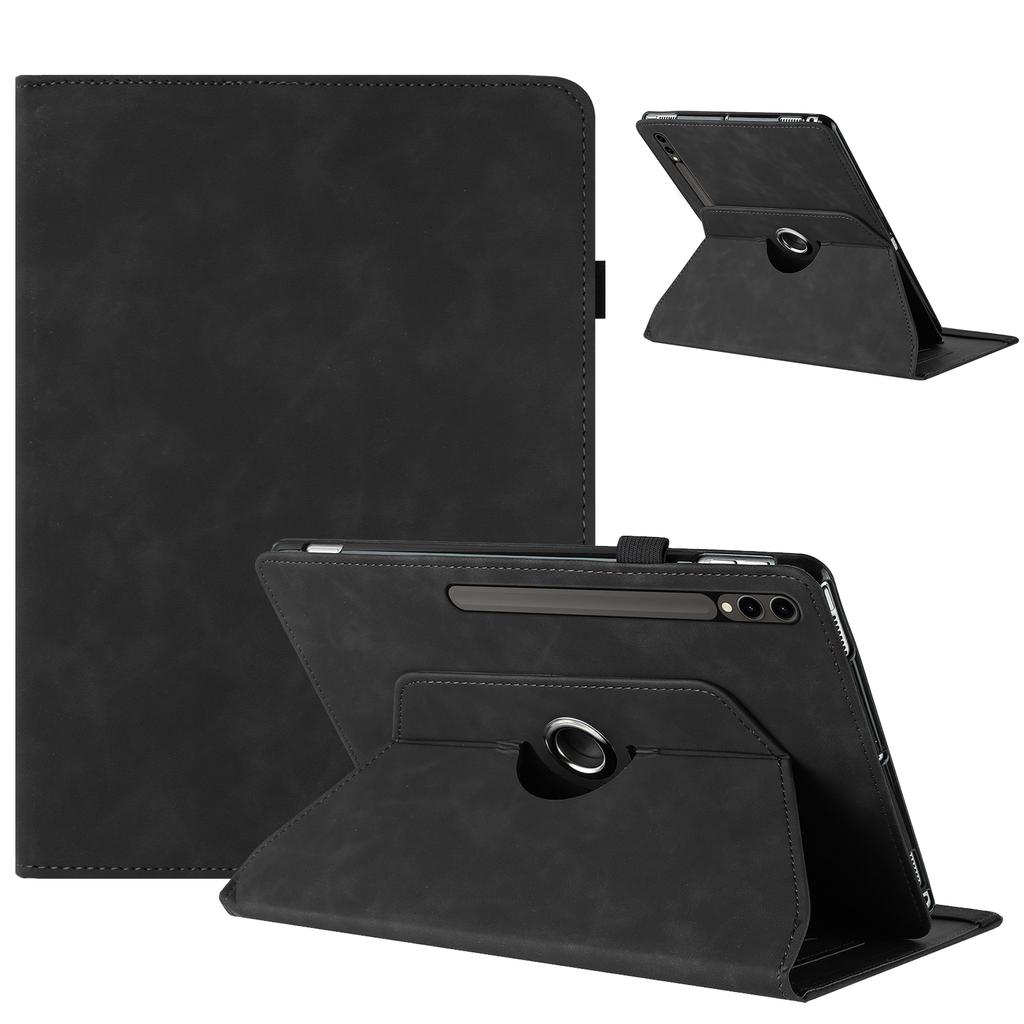 Чехол для планшета для Samsung Galaxy Tab S10+/S9+/S9 FE+ с вращающейся подставкой, однотонный чехол из ПУ кожи