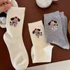 Вышитые носки-трубы женские хлопковые короткие носки с рисунком забавной собаки спортивные носки до середины голени