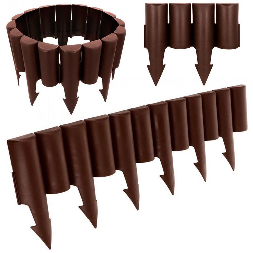 Vilde Brown Plastic Flexible Garden Edging and Plant Border 2.5 m - Set of 10