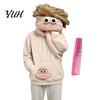 Skin Friendly Winter Wear Big Mouth Creature Flannel Hoodie with Comb, Men Women Oversized Hooded Unisex Pullover Top Sweatshirt, Thickened