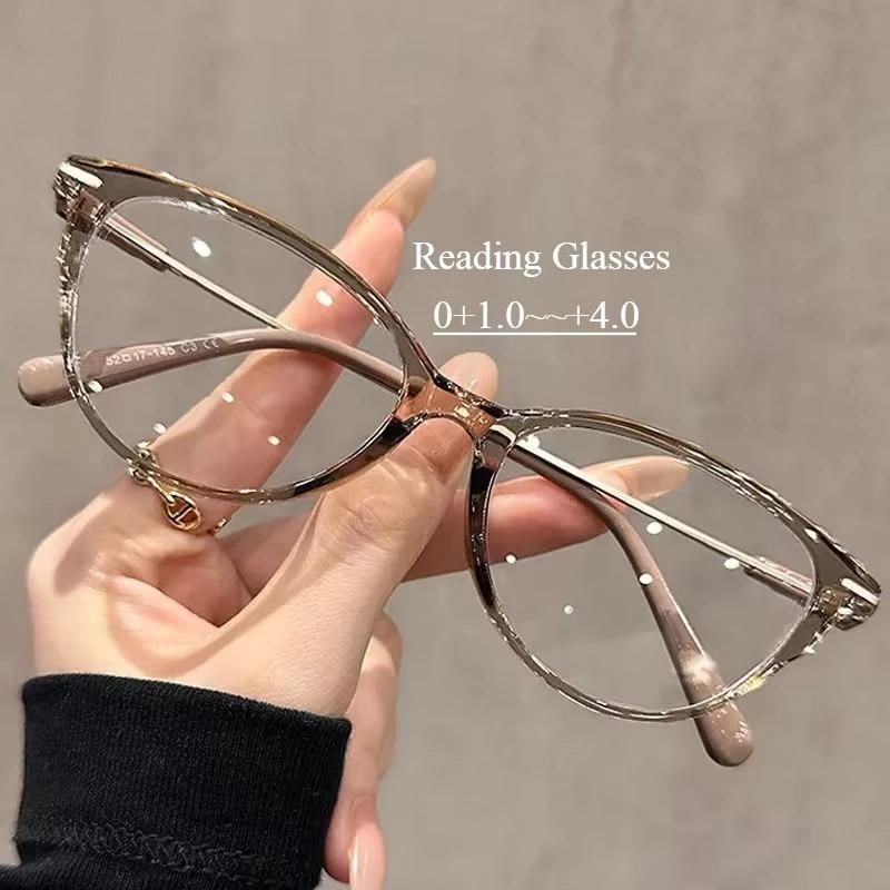 New Trendy Finished Prescription Far Sight Glasses Luxury Cat Eye Frame Ladies Reading Eyeglasses Fashion Eyewear Diopter
