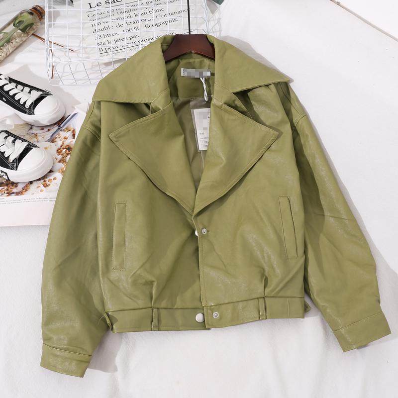 Свободная искусственная кожа с рукавами «летучая мышь», винтажная кожаная куртка, уличная повседневная верхняя одежда, женское байкерское кожаное пальто, разноцветное