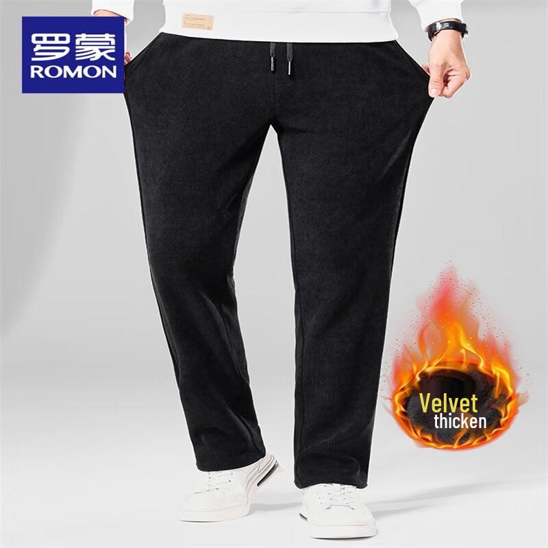 ROMON Мужские вельветовые термобрюки на шнурке с флисовой подкладкой для повседневной носки