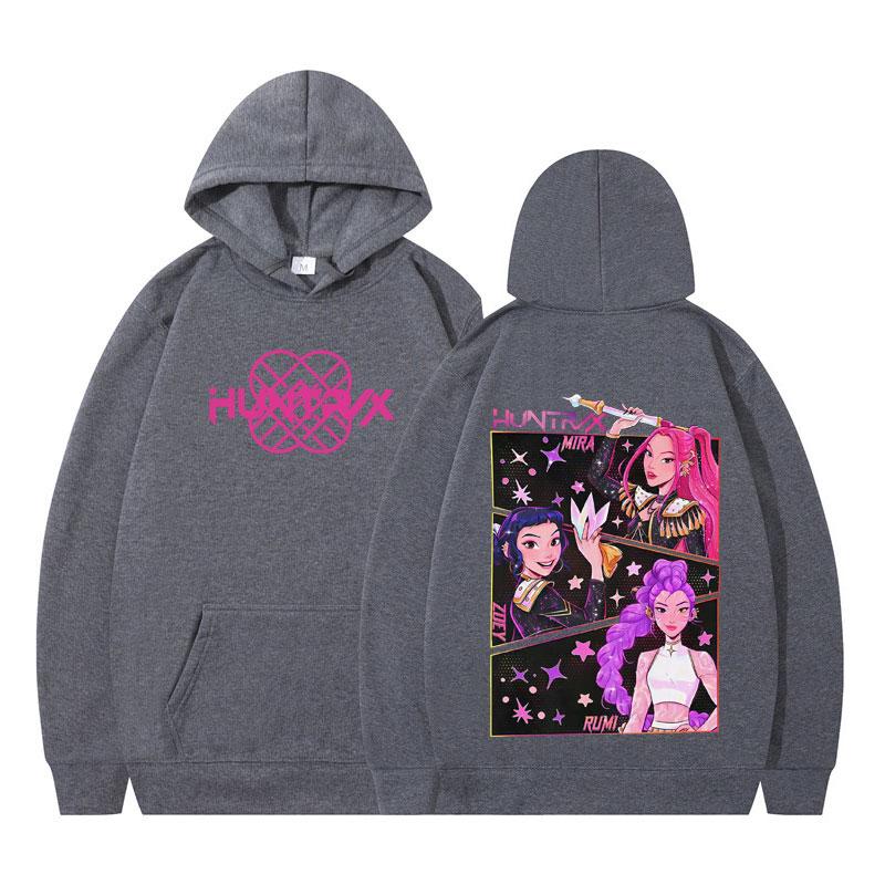 KPOP Demon Hunters Double-sided Print Hoodies Men's Women Harajuku Pullover Long-sleeved Aesthetic Casual Oversized Sweatshirt