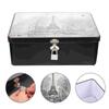 Storage Box with Lock Vintage Tin Case Decorate Jewelry Organizer Bin Tinplate Containers Gift Cases