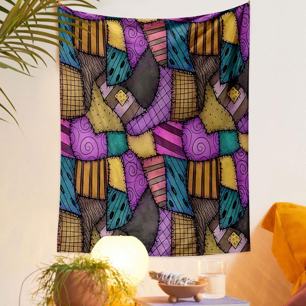 Colorful Patchwork Quilt Pattern Patterned Tapestry Decorative Wall Hanging, Home Bedroom Living Room Decor
