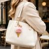 Ice Cream Bag Charm Plush Keychain for Backpacks, Fluffy Cone Decor Charm, Decorative Pendant with Metal Ring