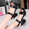 Small Size 32-43 Summer Block High Heels Wedding Shoes Bride Platform Sandals  Women's Thick Bottom Sandals for Office Model