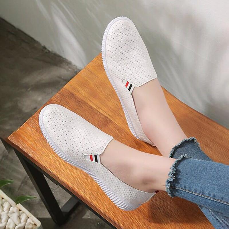 Универсальные классические белые туфли, дышащие, нескользящие, мягкие, легкие, дышащие, на один шаг, женская обувь, женская кожаная обувь