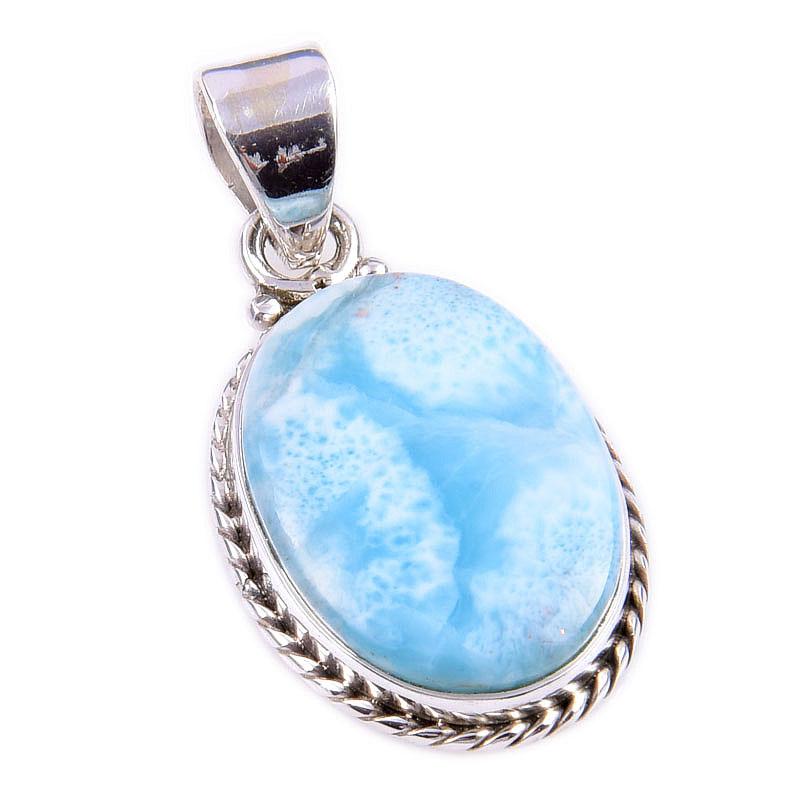 Подвеска из стерлингового серебра 925 пробы с драгоценным камнем Natural Republic Larimar 1,50'' b6z88
