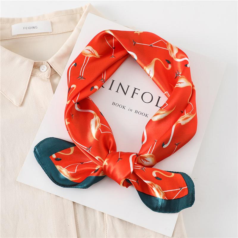 60cm Women'S New Versatile Simulated Silk Neck Protection Sunscreen Small Square Scarf Professional Scarf Headscarf