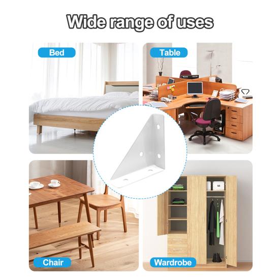 5Pcs Corner Brace Brackets Rustproof Corrosion Resistant Simple Installation 90-Degree Triangle Gusset Corner Brace Fasteners