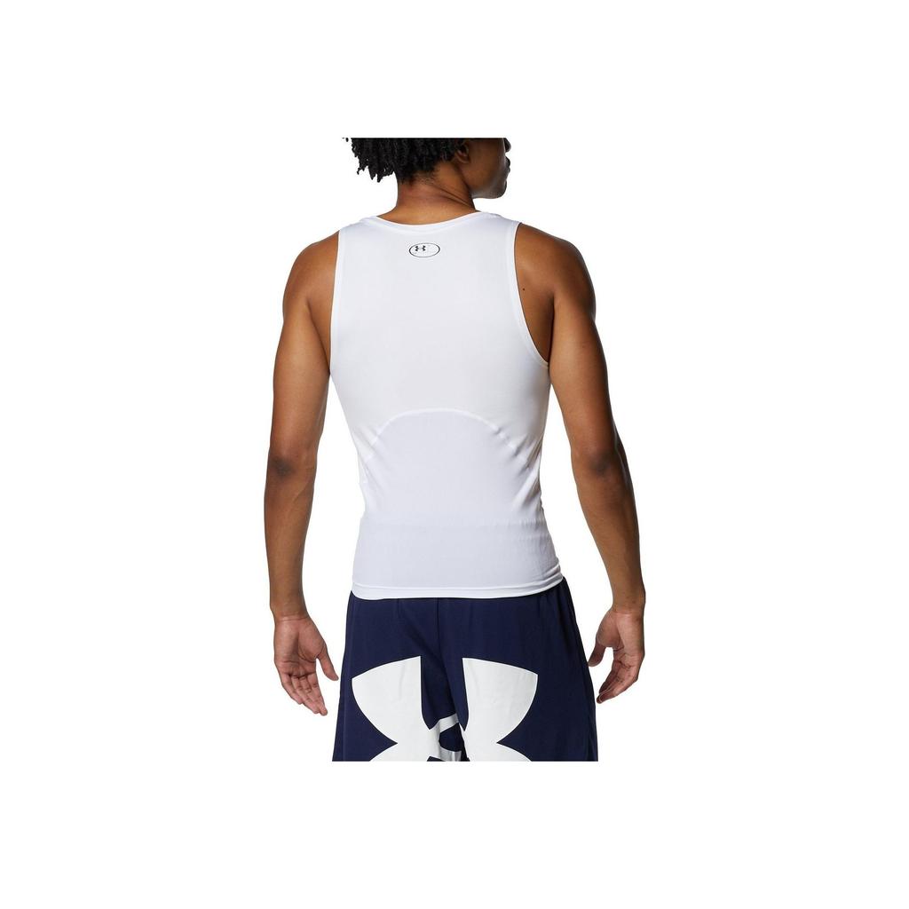 Under Armour Heat Gear Basketball Solid Slim Fit Quick Dry Sleeveless Top Men Tops White 1371947-100