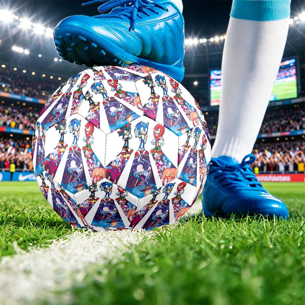 Sonic Printed Size 5 Standard Football, Waterproof PU Training Soccer Ball for Outdoor Sports
