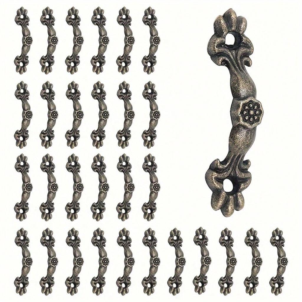 20pcs Bronze Tone Decorative Antique Handle Pull for Jewelry Case Box with Mounting Screws, Arch Shape