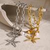 18K Gold Stainless Steel Starfish & Seashell with Freshwater Pearl Bracelet - European & American Style Jewelry
