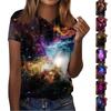 Женская модная повседневная футболка с коротким рукавом и круглым вырезом с принтом Galaxy