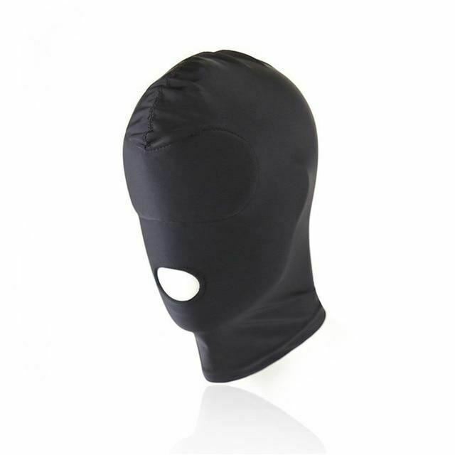 Black Hood Mask Stretchy  Head  Fetish Kink Restraints Hoods