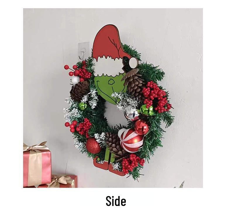 Grinch Green Monster Pine Cone Christmas Wreath Wall & Door Hanging Decoration