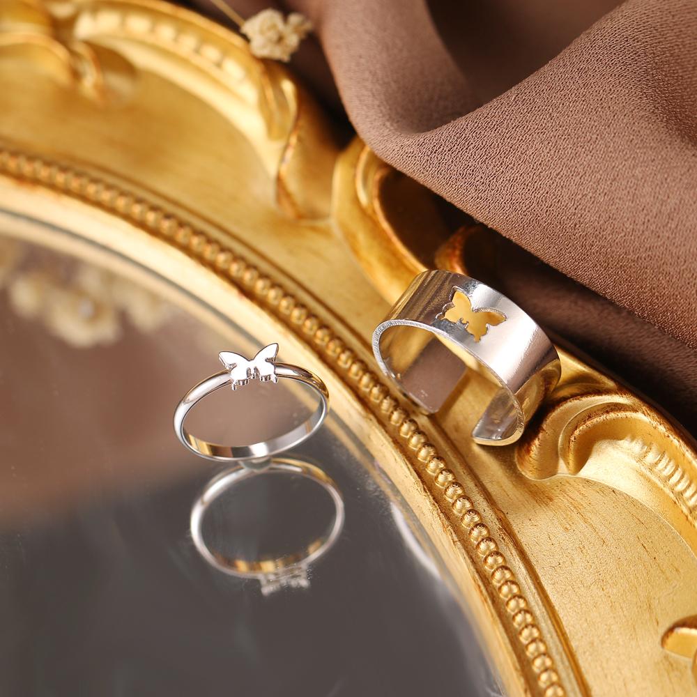 Кольцо с бабочкой, модное золотое и серебряное кольцо с бабочкой в стиле панк, пара мужчин и женщин, полое кольцо с изображением животного, юбилей