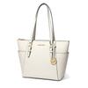 Michael Kors MK Charlotte Кулон с логотипом-буквой Однотонная кожаная сумка-тоут через плечо Большие женские сумки-тоут Кремовый 35T0GCFT7L-289