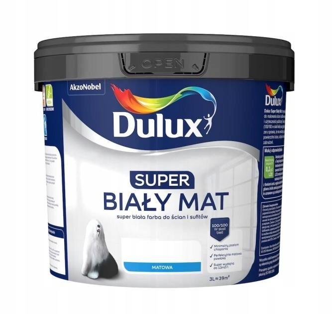 Dulux Super Farba Akrylowa Do Ścian I Sufitów Biały Mat 3L