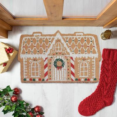 40X60 см ПВХ Рождественский коврик для двери Душевой нескользящий коврик для прихожей Пряничный домик Коврик для двери Дом 2025 Рождество Xmas Украшение