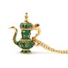 Винтажный эмалевый зеленый чайник, кулон, длинная цепочка, женский свитер, ожерелье, ювелирные изделия