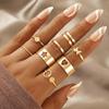 Fashion Jewelry Rings Set Gold Color Hollow Round Opening Women Finger Ring for Girl Lady Party Wedding Gifts