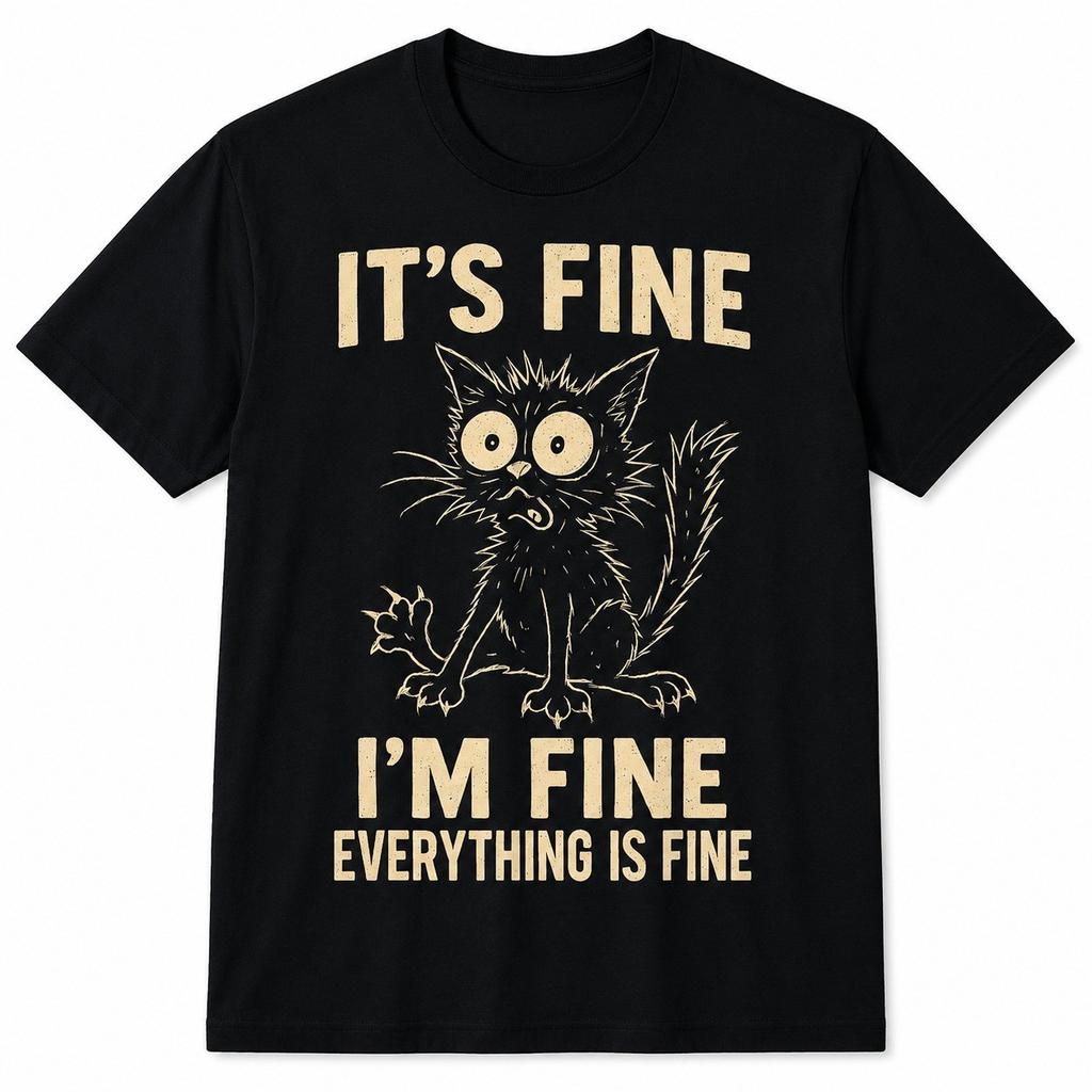 Funny Cat Graphic Tee Men Women Weird Crazy Meme Cat T-Shirt