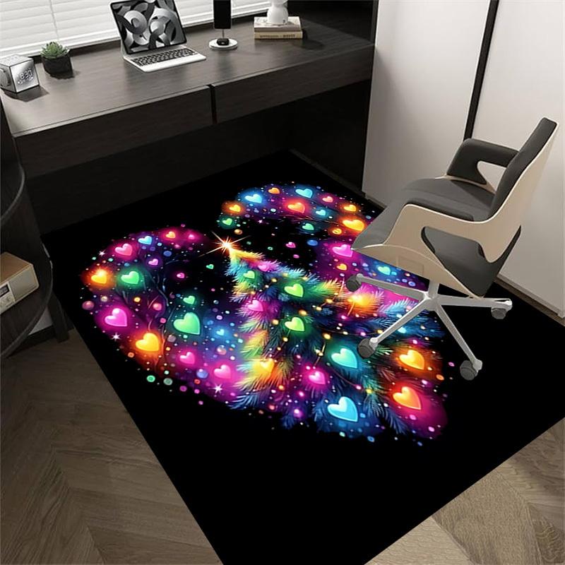 Christmas Tree Heart Pattern Area Rug, Office Carpet Indoor Outdoor Entrance Doormat, Non-Slip Soft And Comfortable, Living Room, c122009