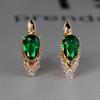 2022 New Geometric Teardrop Cut Green Stone Earrings Temperament Long Drop Trendy Female Earrings