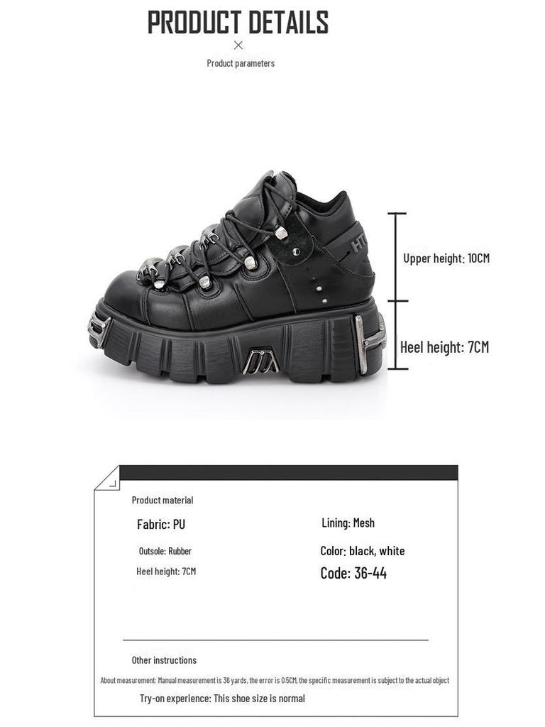 Весна 2024 г. Женские высокие кожаные ботинки в готическом стиле с толстой подошвой