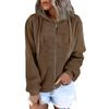 Women's Fashionable Warm Fleece Solid Color Hoodie Zipper Pocket Casual Jacket