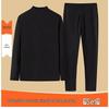 Men's Korean Fleece Set: Long Sleeve, Long Pants, High Neck, Double-Sided, Warm Base Layer for Autumn and Winter