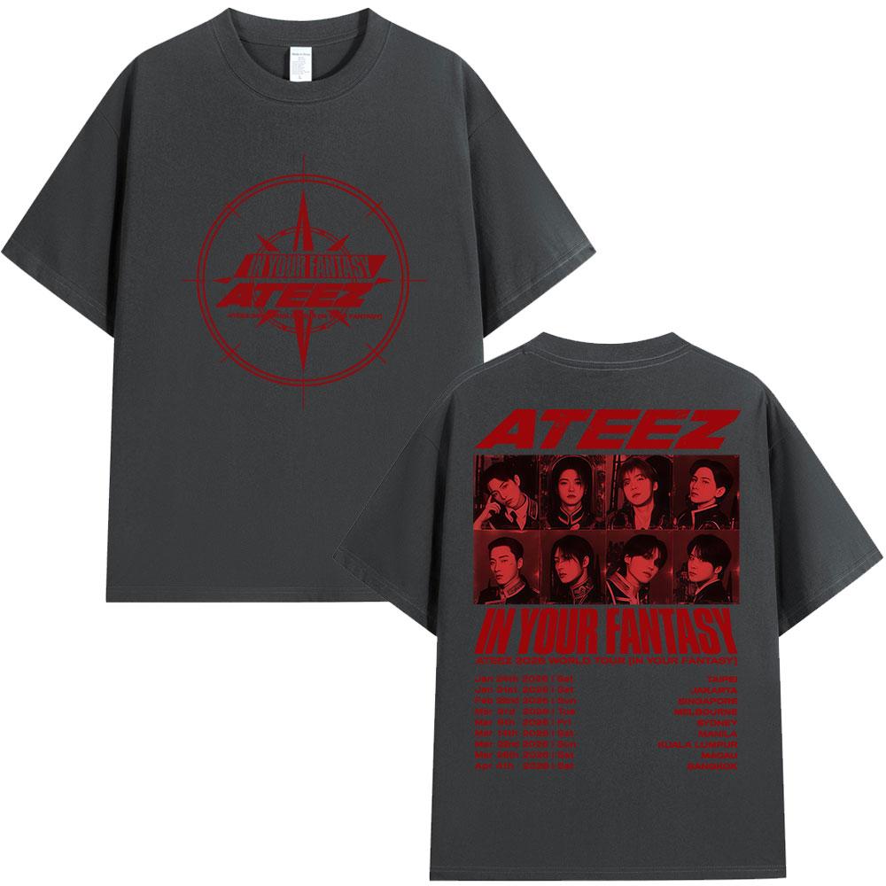Ateez 2026 World Tour in Your Fantasy Tshirt Unisex Women Clothing Casual Cotton Oversized Summer Short Sleeves Tops Streetwear