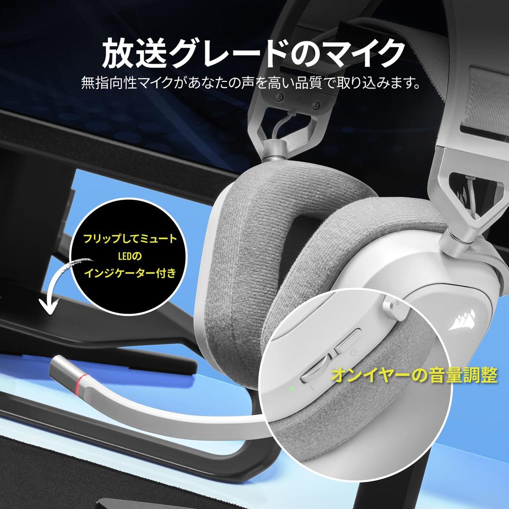 Беспроводная игровая гарнитура премиум-класса CORSAIR HS80 RGB WIRELESS White для с Dolby Atmos PC/PS4/PS5 (CA-9011236-AP)