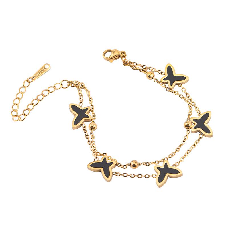 Fashion Titanium Steel Bracelet Fritillary Stacked Butterfly Women's Niche Bracelet Design Sense Bracelet Does Not Fade