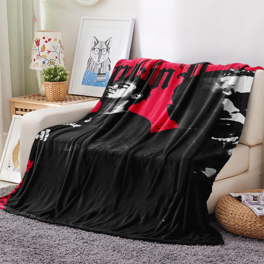 1PC Linkin Park Print Flannel Blanket, High quality Comfortable for All Seasons, Home Decor, Warmth and Comfort, Perfect for Christmas Gifts