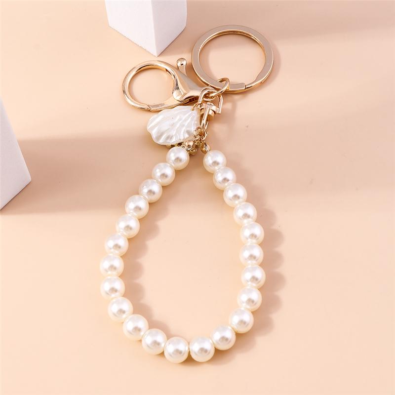 Милый брелок с бантиком из жемчуга ручной работы для женщин, девочек, с сердечком любви, подвеска-кольцо для ключей, аксессуары для сумок, подарок для DIY-украшений