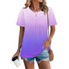 Женская повседневная модная футболка с круглым вырезом, градиентной печатью, плиссировкой и коротким рукавом, топ