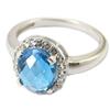 Handcrafted Silver Ring 'Sissi' Silver Blue Topaz - 12x12 Mm