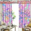 2D FLAT PRINTING 2pcs Curtains (Without Rod) Rainbow Pastel Floral Scene Fashionable Modern Curtains Yarn Curtains Gifts