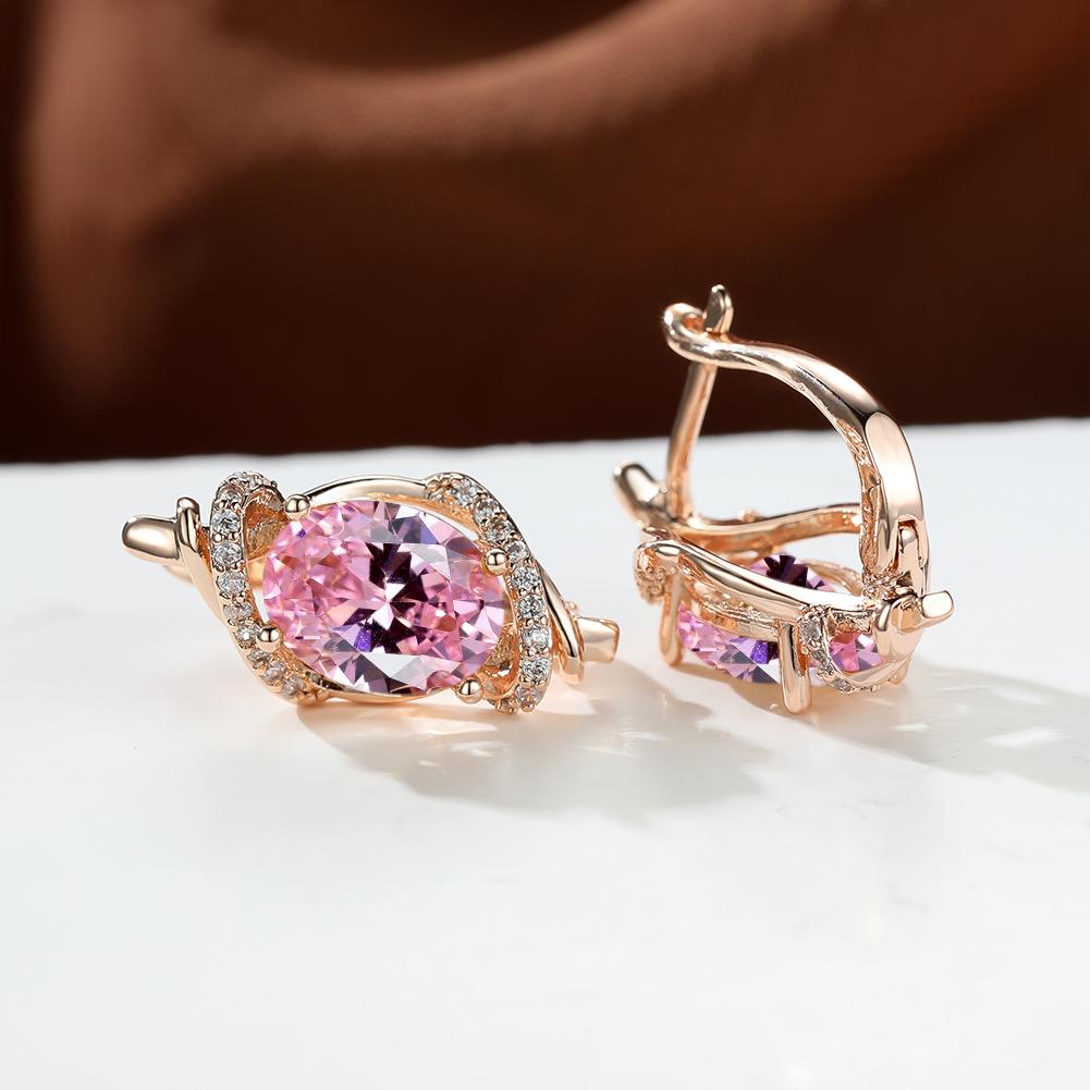 1 пара золотистого цвета Vine Geometry Round Oval Cut Pink Purple White Aqua Stone Party Серьги-кольца с камнем по рождению Висячие серьги Ювелирные изделия