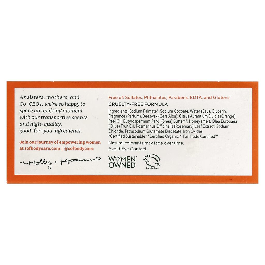 French Milled Soap with Orange Blossom Honey and Organic Shea Butter, 170G (6Oz)