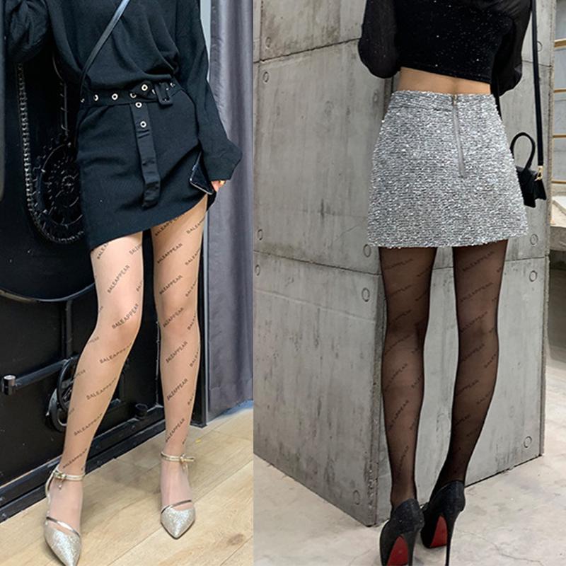 Летние женские сексуальные чулки, колготки с буквенным принтом, носки, чулки, прозрачные колготки, дикие тонкие носки