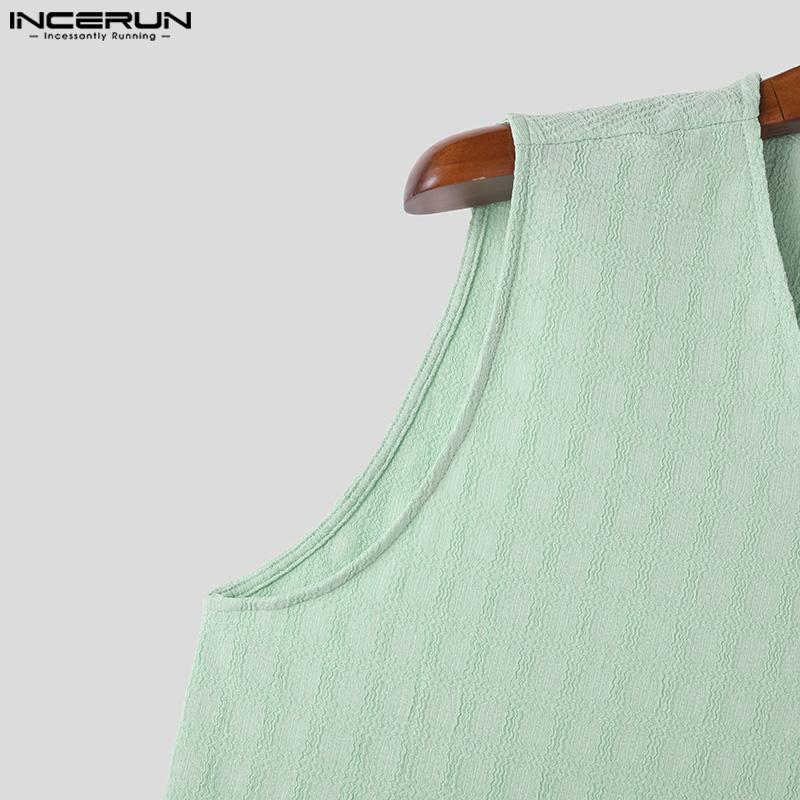 INCERUN Мужские летние однотонные майки без рукавов с V-образным вырезом