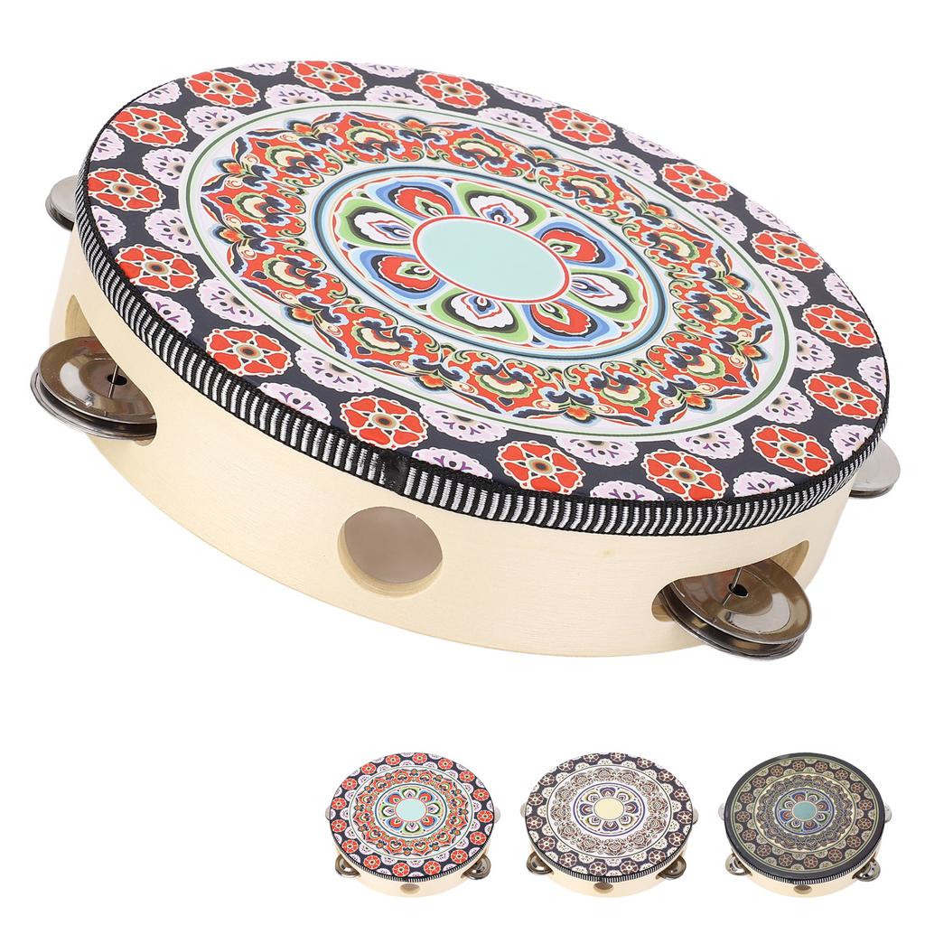 Hand Held Wood Tambourine 8 Inch Jingles Musical Educational Instrument for Adult and Children