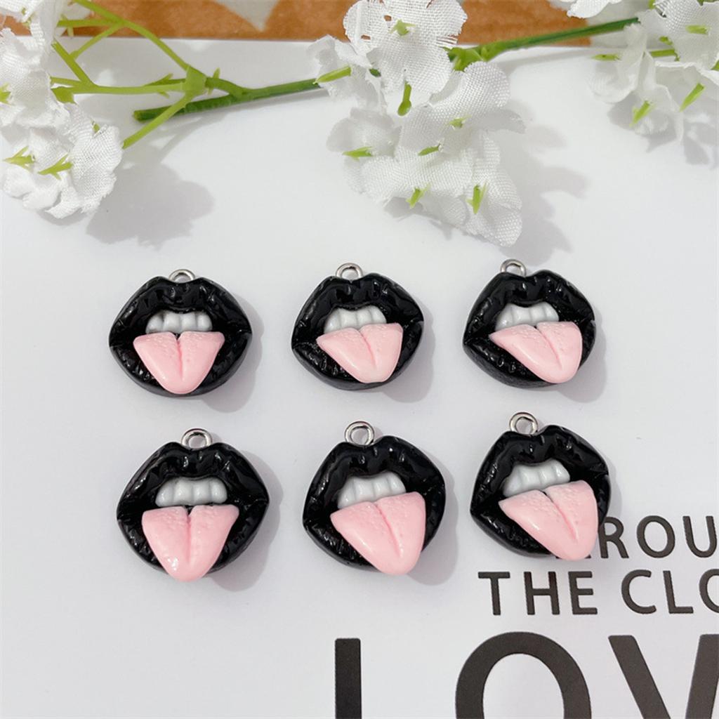 10pcs Sexy Red Vampire Mouth Lip Resin Charm for Jewelry Making Findings Cute Earring Keychain Pendants DIY Flatback